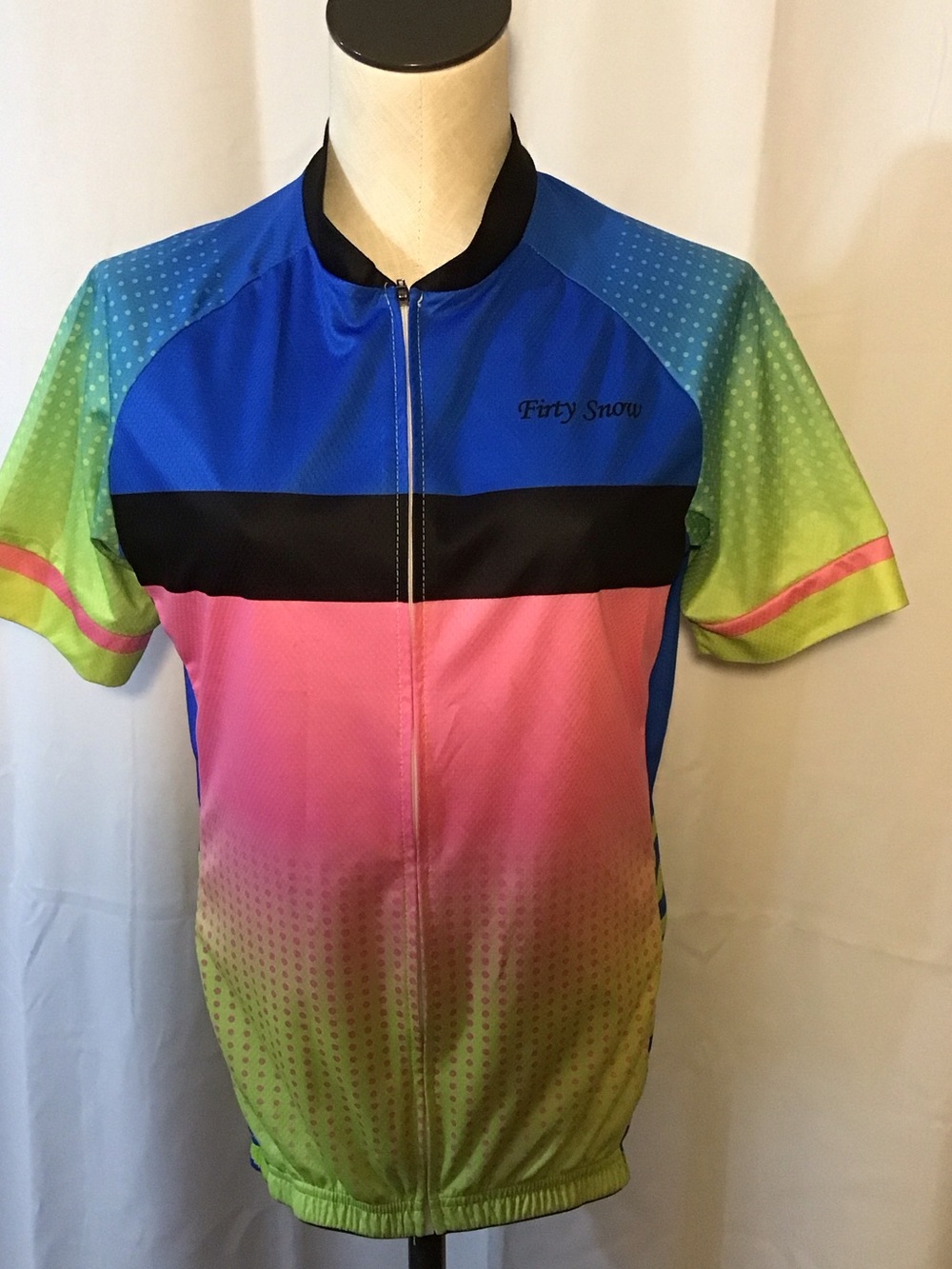 Source Unknown Colorblock Short Sleeve Cycling Jersey - Blue, Pink, Green, Black